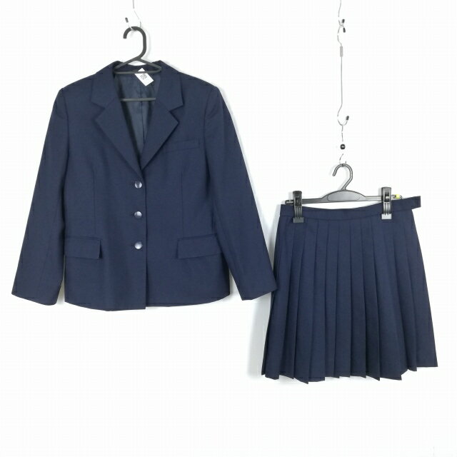ブレザー スカート 上下2点セット M 冬物 女子 学生服 中学 高校 紺 制服 中古 ランクB EY6560