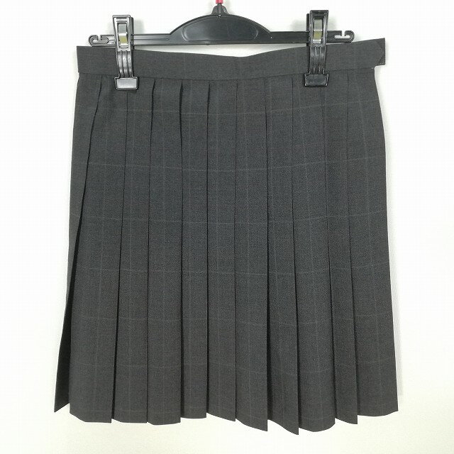 スクールスカート 夏物 w63-丈51 チェック 中学 高校 プリーツ 学生服 制服 女子 中古 HK1955