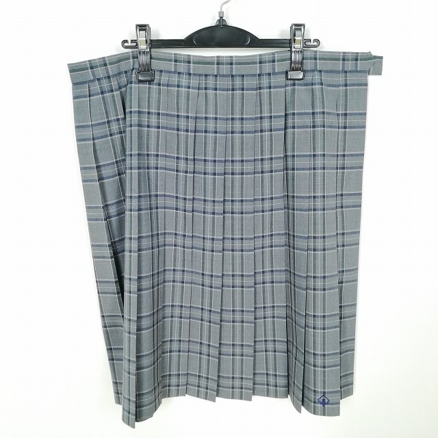 スクールスカート 大きいサイズ 夏物 w95-丈63 チェック 三重久居高校 プリーツ 学生服 制服 女子 中古 HK1966
