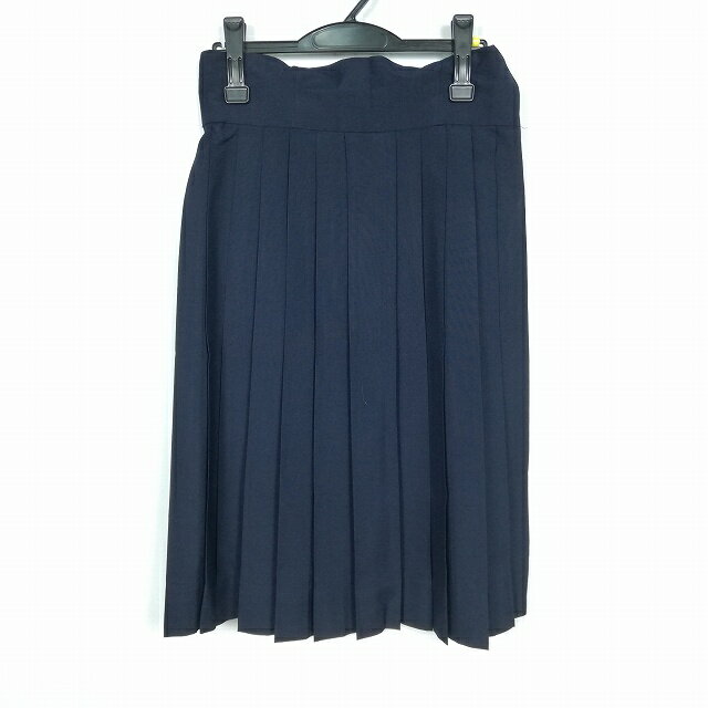 スクールスカート 夏物 w69-丈71 紺 中学 高校 プリーツ 学生服 制服 女子 中古 HK2065