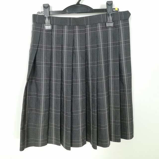 スクールスカート 冬物 w69-丈56 チェック 中学 高校 プリーツ 学生服 制服 女子 中古 HK2097