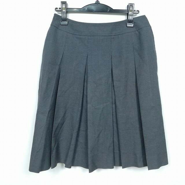 スクールスカート 大きいサイズ 冬物 w72-丈55 グレー 中学 高校 プリーツ 学生服 制服 女子 中古 HK4986