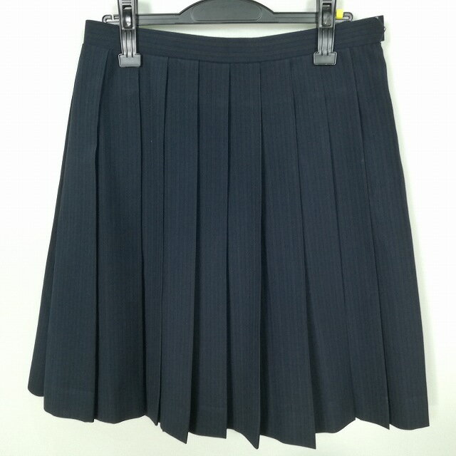 スクールスカート 夏物 w69-丈57 ストライプ 中学 高校 プリーツ 学生服 制服 女子 中古 HK6665