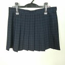 スクールスカート 大きいサイズ 夏物 w72-丈40 チェック 中学 高校 ミニ丈 プリーツ 学生服 制服 女子 中古 HK6678