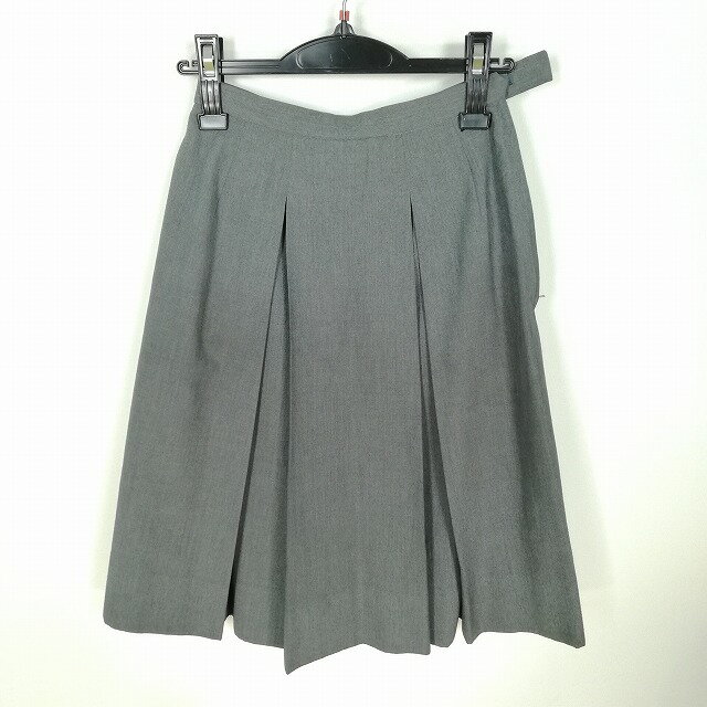 スクールスカート 夏物 w60-丈60 グレー 中学 高校 プリーツ 学生服 制服 女子 中古 HK7165