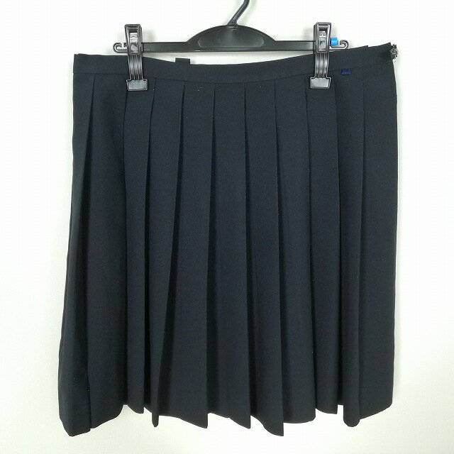 スクールスカート 大きいサイズ 夏物 w78-丈53 紺 中学 高校 プリーツ 学生服 制服 女子 中古 HK8155