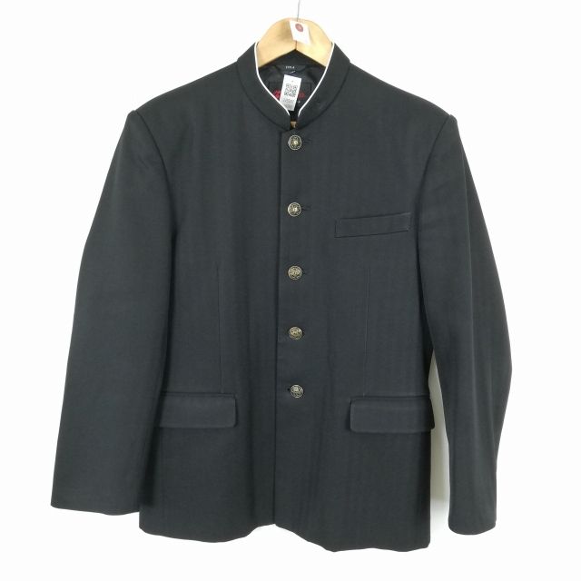 学生服 学ラン 170A 男子 カンコー 上着 学校指定制服 ラウンドカラー 黒 中古 ランクC a3 JJ5502