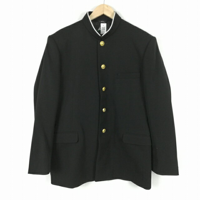 学生服 学ラン 185A 男子 トンボ 上着 丸洗い可 ウール混 標準型学生服 ラウンドカラー カシドス 黒 中古 ランクB a3 JJ6962