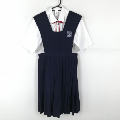 ジャンパースカート 紐タイ ウエスト74 冬物 女子 学生服 広島福山暁の星女子中学高校 紺 制服 中古 ランクB NA5228 ジャンパースカート 紐タイ ウエスト74 冬物 女子 学生服 広島福山暁の星女子中学高校 紺 制服 中古 ランクB NA5228