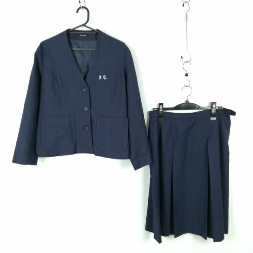 イートン ベスト スカート 上下3点セット 大きいサイズ 冬物 女子 学生服 中学 高校 紺 制服 中古 ランクC EY1024 イートン ベスト スカート 上下3点セット 大きいサイズ 冬物 女子 学生服 中学 高校 紺 制服 中古 ランクC EY1024