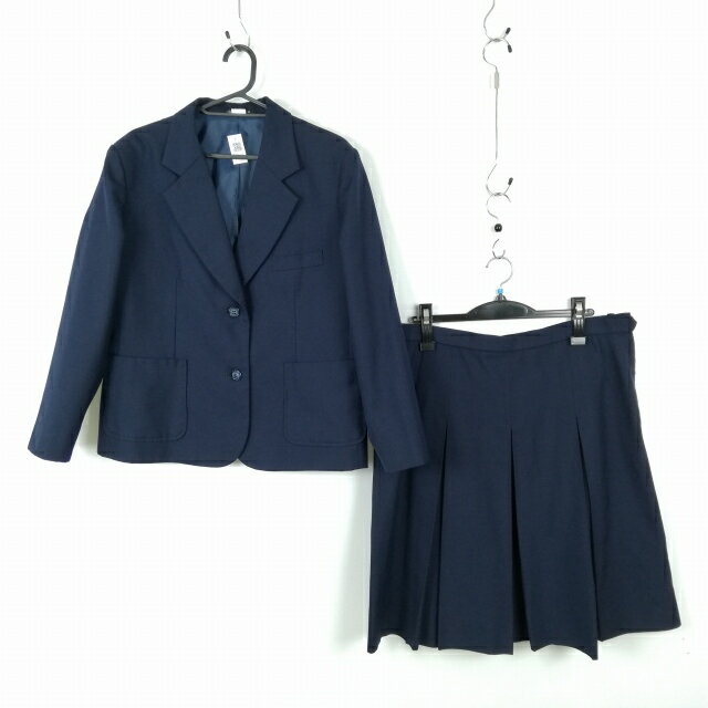 ブレザー スカート 上下2点セット 大きいサイズ 特大 冬物 女子 学生服 中学 高校 紺 制服 中古 ランクC EY1026