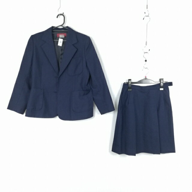 ブレザー スカート 上下2点セット 165A トンボ 冬物 女子 学生服 中学 高校 紺 制服 中古 ランクC EY7048