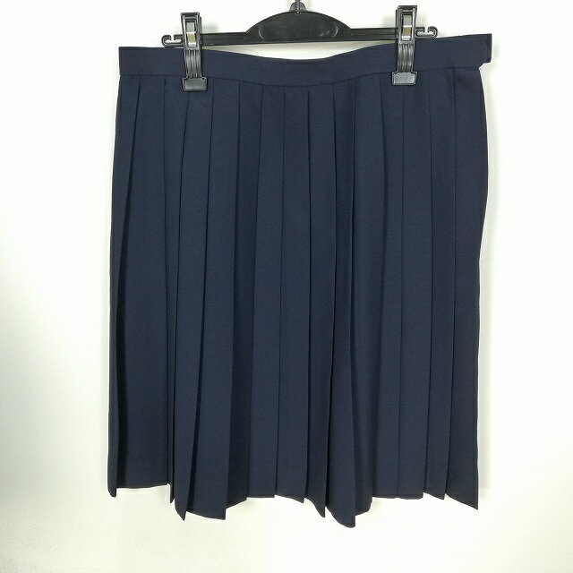スクールスカート 大きいサイズ 夏物 w80-丈59 紺 中学 高校 プリーツ 学生服 制服 女子 中古 HK3962