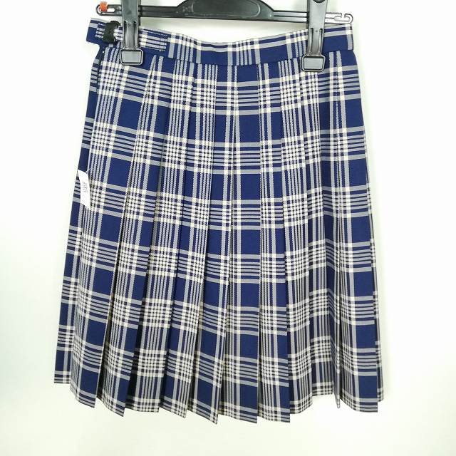スクールスカート 冬物 w60-丈53 チェック 埼玉山村学園高校 プリーツ 学生服 制服 女子 中古 HK4311