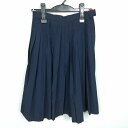 スクールスカート 夏物 w60-丈59 紺 中学 高校 プリーツ 学生服 制服 女子 中古 HK4783