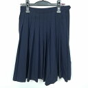 スクールスカート 夏物 w63-丈56 紺 中学 高校 プリーツ 学生服 制服 女子 中古 HK4787