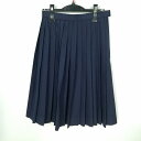 スクールスカート 冬物 w63-丈62 紺 中学 高校 プリーツ 学生服 制服 女子 中古 HK5589