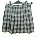 スクールスカート 大きいサイズ 冬物 w78-丈50 チェック 中学 高校 プリーツ 学生服 制服 女子 中古 HK6661
