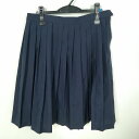 スクールスカート 大きいサイズ 夏物 w78-丈60 紺 中学 高校 プリーツ 学生服 制服 女子 中古 HK8169