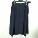 スクールスカート 夏物 w63-丈65 紺 埼玉越ヶ谷南高校 プリーツ 学生服 制服 女子 中古 HK8231