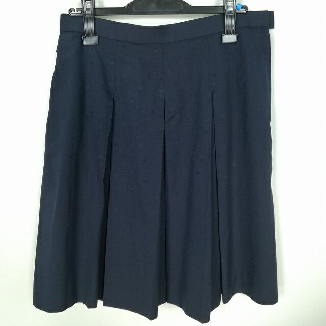 スクールスカート 大きいサイズ 夏物 w78-丈56 紺 中学 高校 プリーツ 学生服 制服 女子 中古 HK9260
