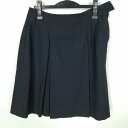 スクールスカート 冬物 w69-丈55 紺 中学 高校 プリーツ 学生服 制服 女子 中古 HK9914