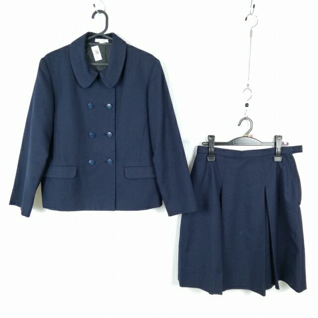 ジャケット スカート 上下2点セット 170A 大きいサイズ 冬物 女子 学生服 中学 高校 紺 制服 中古 ランクC NA3950