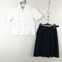 ブラウス スカート 上下2点セット L 大きいサイズ 富士ヨット 夏物 女子 学生服 中学 高校 白 制服 中古 ランクC EY0068