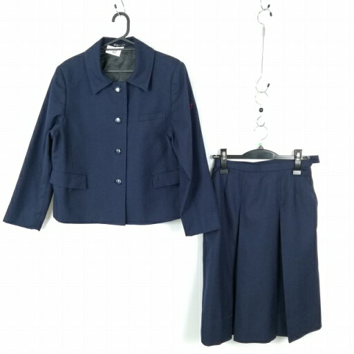 ジャケット スカート 上下2点セット 大きいサイズ 冬物 女子 学生服 宮崎商業高校 紺 制服 中古 ランクB EY1055 ジャケット スカート 上下2点セット 大きいサイズ 冬物 女子 学生服 宮崎商業高校 紺 制服 中古 ランクB EY1055
