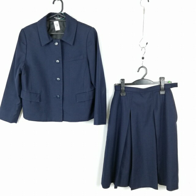 ジャケット スカート 上下2点セット 大きいサイズ 冬物 女子 学生服 宮崎商業高校 紺 制服 中古 ランクC EY1056