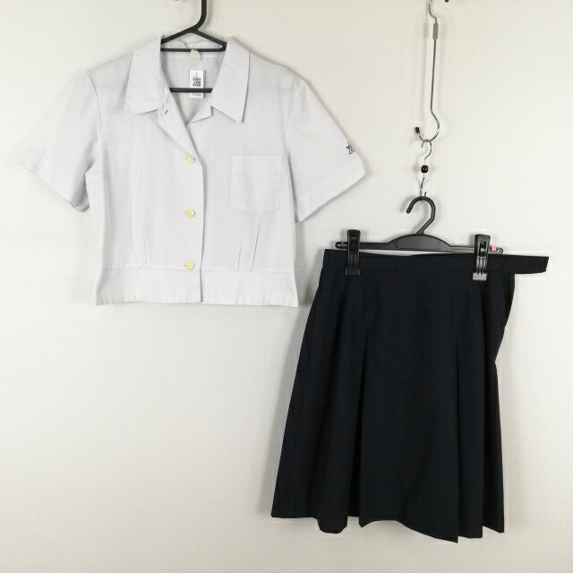 ブラウス スカート 上下2点セット 夏物 女子 学生服 大分西中学 白 制服 中古 ランクC EY1060