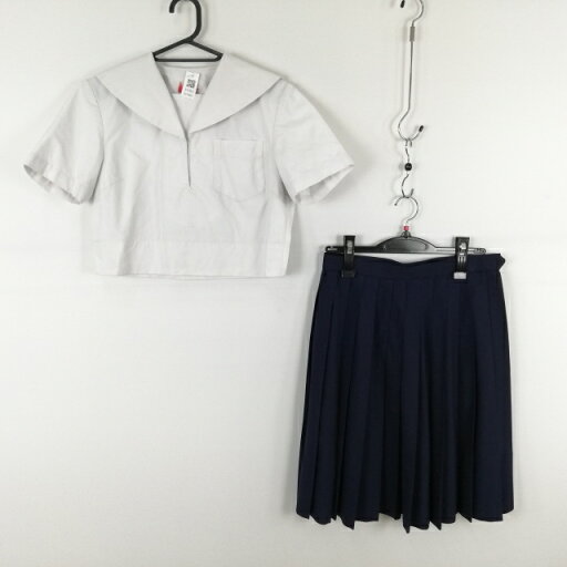セーラー服 スカート 上下2点セット 夏物 女子 学生服 中学 高校 白 制服 中古 ランクC EY1062 セーラー服 スカート 上下2点セット 夏物 女子 学生服 中学 高校 白 制服 中古 ランクC EY1062