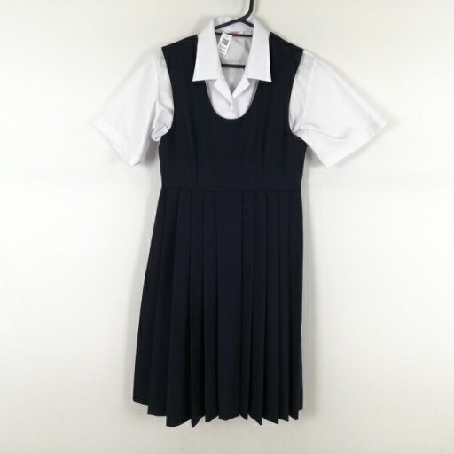 ジャンパースカート バスト82 ウエスト70 冬物 女子 学生服 中学 高校 紺 制服 中古 ランクB EY9564 ジャンパースカート バスト82 ウエスト70 冬物 女子 学生服 中学 高校 紺 制服 中古 ランクB EY9564
