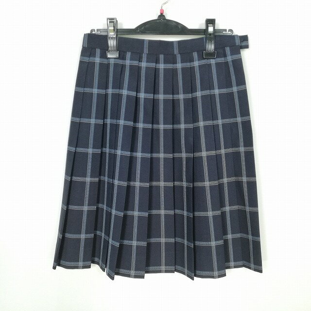 スクールスカート 夏物 w63-丈55 チェック 中学 高校 プリーツ 学生服 制服 女子 中古 HK2120