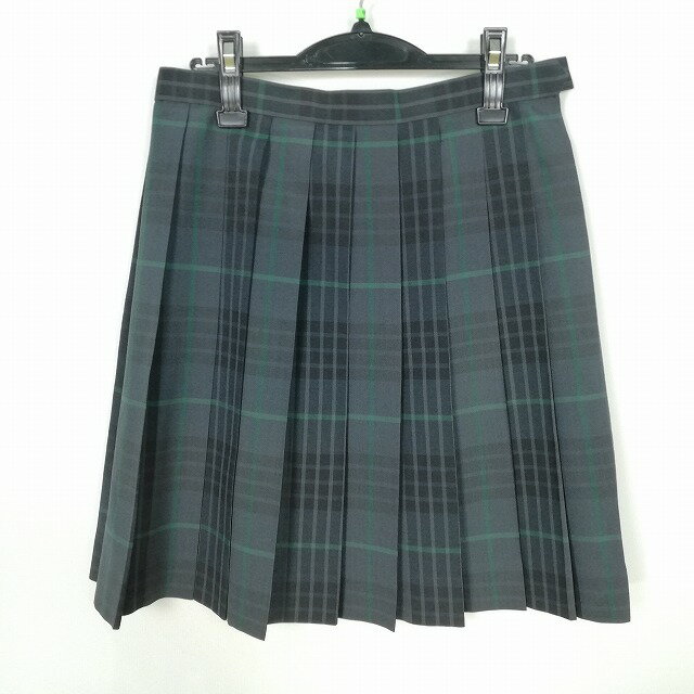 スクールスカート 夏物 w66-丈53 チェック 千葉専修大学松戸高校 プリーツ 学生服 制服 女子 中古 HK2121