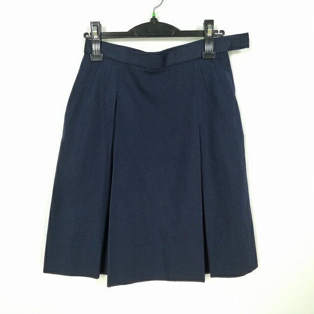 スクールスカート 夏物 w66-丈51 紺 京都教育大学附属桃山中学 プリーツ 学生服 制服 女子 中古 HK4779