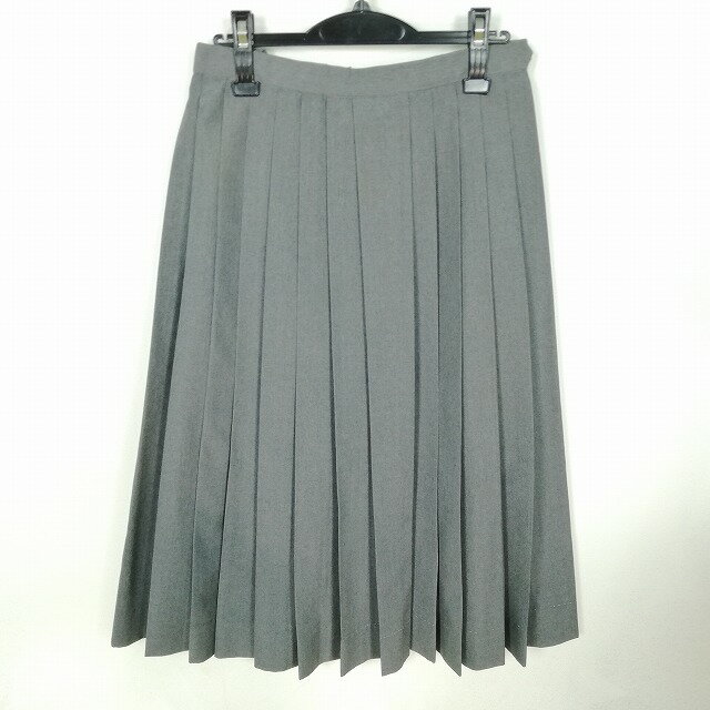 スクールスカート 夏物 w60-丈75 グレー 中学 高校 プリーツ 学生服 制服 女子 中古 HK9085