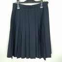 スクールスカート 冬物 w69-丈60 紺 中学 高校 プリーツ 学生服 制服 女子 中古 HK9933