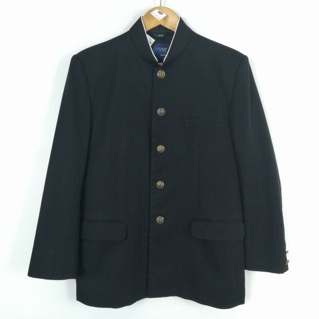 学生服 学ラン 170A 男子 トンボ 上着 ウール混 標準型学生服 ラウンドカラー カシドス 黒 中古 ランクC a3 JJ5519