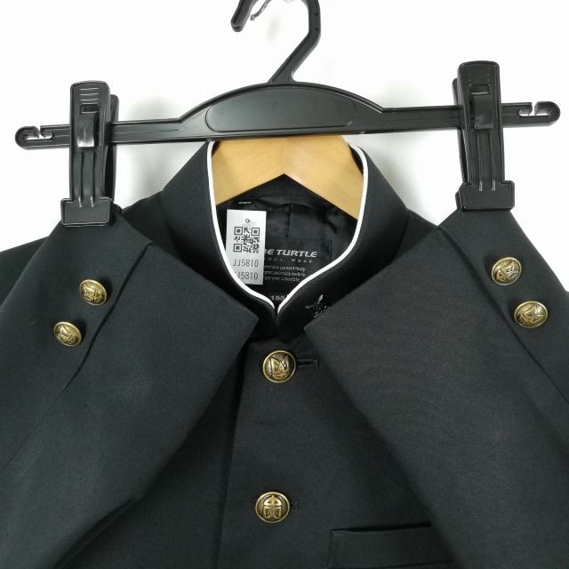 学生服 学ラン 155A 男子 上着 標準型学生服 ラウンドカラー カシドス 黒 中古 ランクC a3 JJ5810