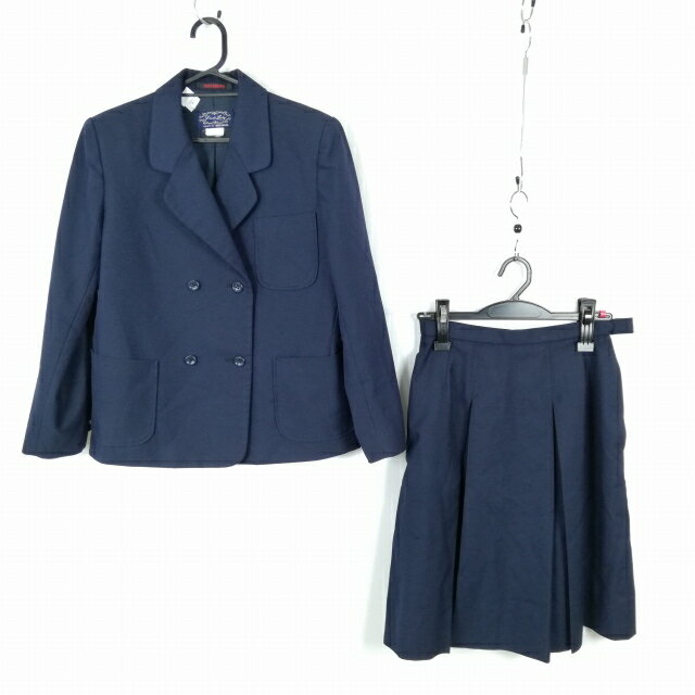 ブレザー スカート 上下2点セット 160A 冬物 女子 学生服 中学 高校 紺 制服 中古 ランクC NA3954
