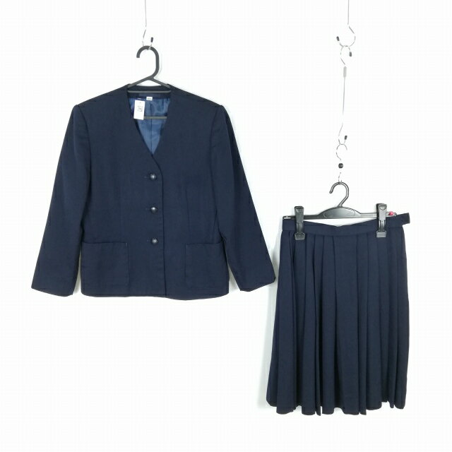 イートン スカート 上下2点セット 指定 160A 冬物 女子 学生服 中学 高校 紺 制服 中古 ランクC NA3965