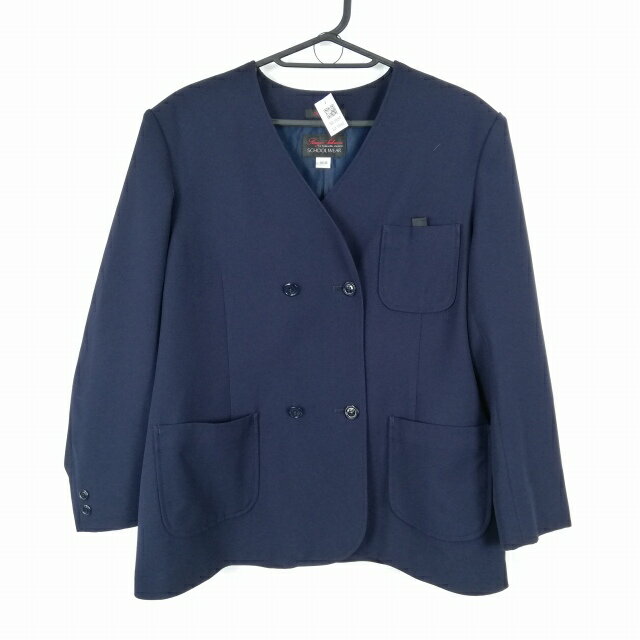 イートン 上着 160B 大きいサイズ 冬物 女子 学生服 中学 高校 紺 制服 中古 ランクB NA3984