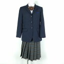 ブレザー チェックスカート リボン 上下4点セット 冬物 女子 学生服 宮崎都城工業高等専門学校 紺 制服 中古 ランクB NA8119