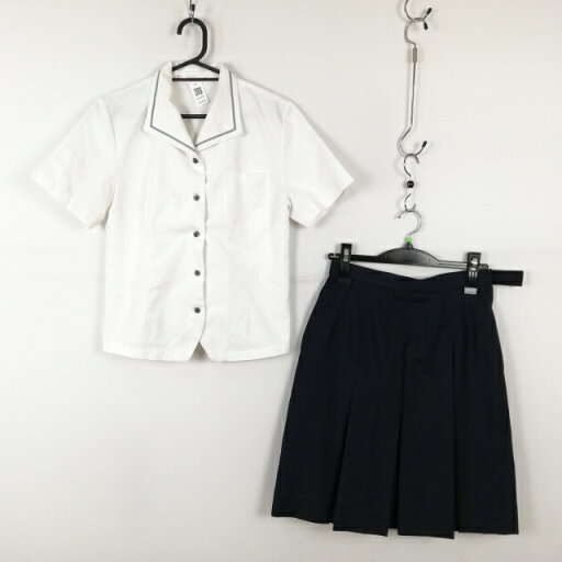 ブラウス スカート 上下2点セット M 夏物 女子 学生服 宮崎南高校 白 制服 中古 ランクC EY1073 ブラウス スカート 上下2点セット M 夏物 女子 学生服 宮崎南高校 白 制服 中古 ランクC EY1073