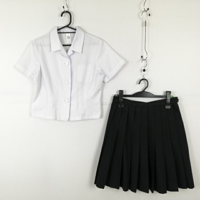 ブラウス スカート 上下2点セット 夏物 女子 学生服 中学 高校 白 制服 中古 ランクC EY1075