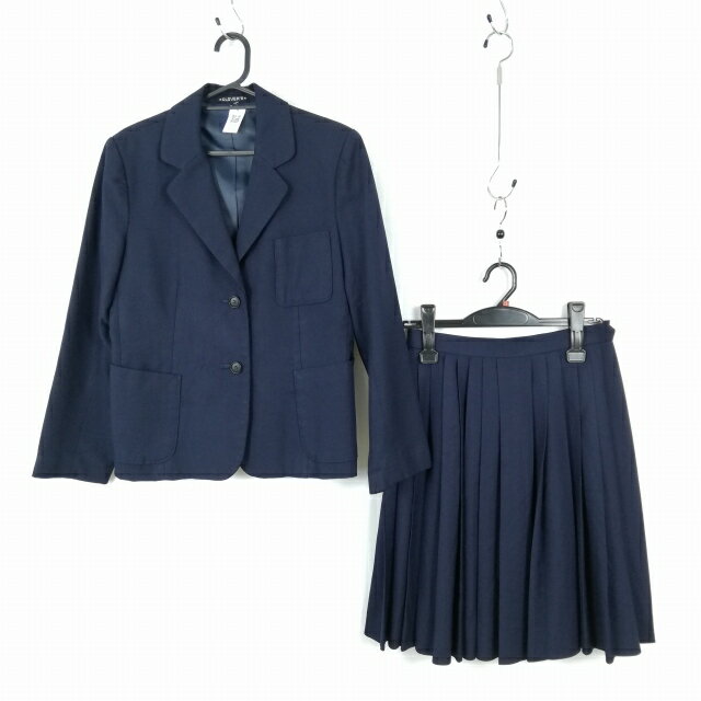 ブレザー スカート 上下2点セット 冬物 女子 学生服 中学 高校 紺 制服 中古 ランクC EY1078