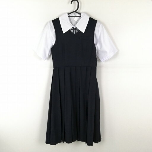 ジャンパースカート 紐タイ バスト80 ウエスト68 冬物 女子 学生服 中学 高校 紺 制服 中古 ランクC EY5146 ジャンパースカート 紐タイ バスト80 ウエスト68 冬物 女子 学生服 中学 高校 紺 制服 中古 ランクC EY5146