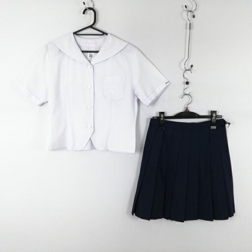 セーラー服 スカート 上下2点セット 夏物 女子 学生服 中学 高校 白 制服 中古 ランクC EY8923 セーラー服 スカート 上下2点セット 夏物 女子 学生服 中学 高校 白 制服 中古 ランクC EY8923