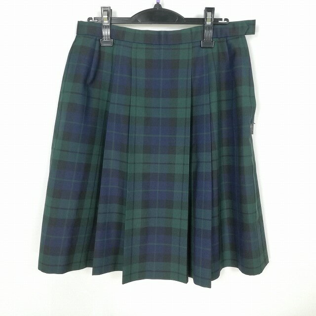 スクールスカート 大きいサイズ 冬物 w75-丈58 チェック 中学 高校 プリーツ 学生服 制服 女子 中古 HK2147